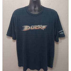 Vintage 90s Y2K Anaheim Ducks Adult XL NHL T-shirt Black Tee 2000 Gildan